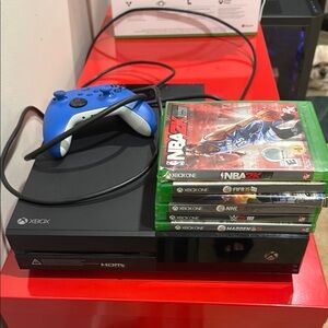 One Console with Blue Controller and Game Bundle